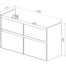 Тумба LEMARK COMBI 125 см под 2 раковины, подвесная/напольная, 4 ящика, фасад Бетон, корпус белый глянец LM03C125T-Beton